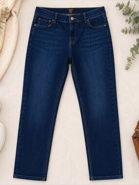 F&F High Rise Skinny Jeans Womens 16 Short Dark Wash Blue Stretch Denim